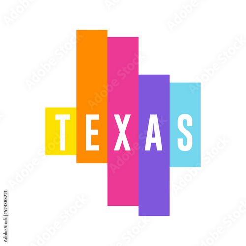 Digital modern colorful lines Texas, USA map logo vector illustration design