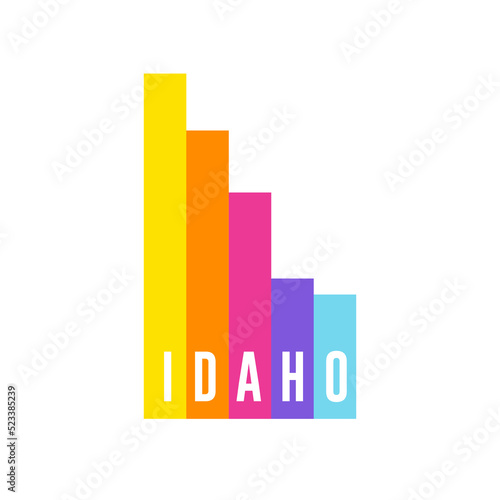 Digital modern colorful lines Idaho  USA map logo vector illustration design