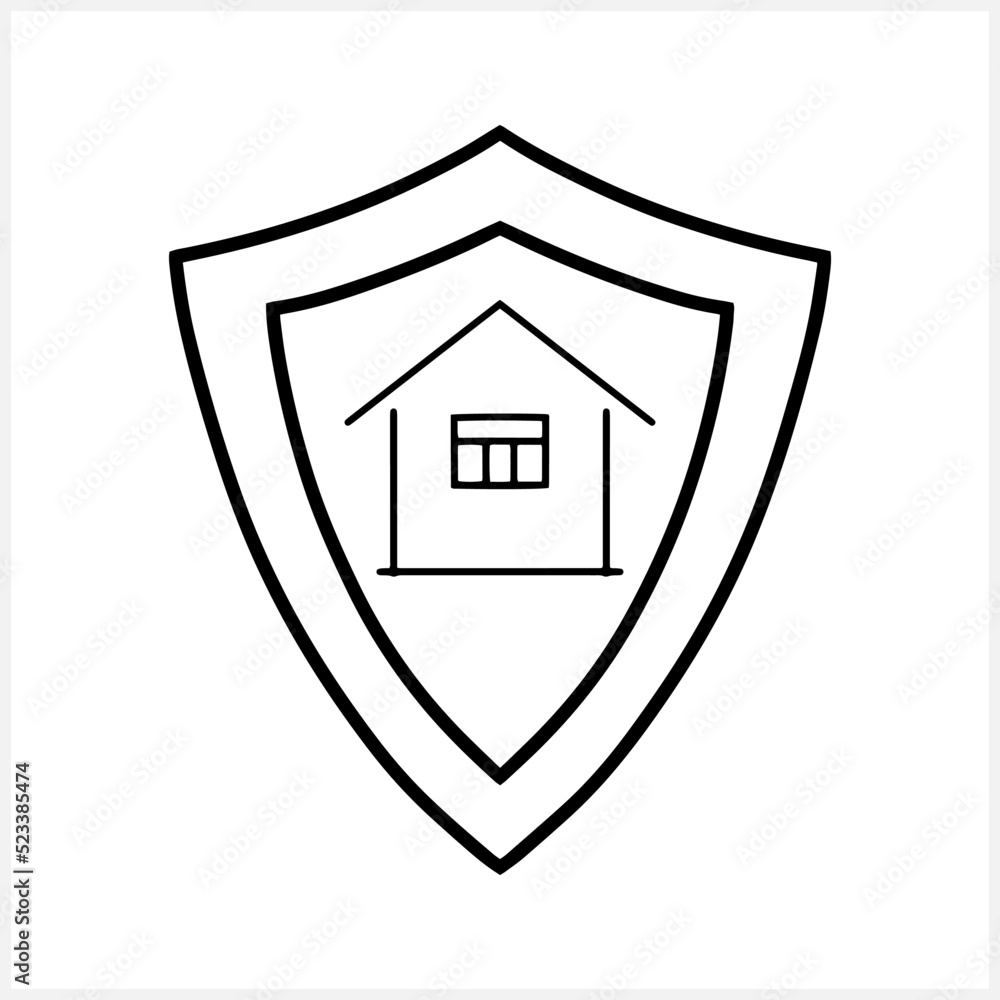 Shield safety icon isolated. House flat clp art. Vector stock illustration. EPS 10 Shield safety icon isolated. House flat clp art. Vector stock illustration. EPS 10