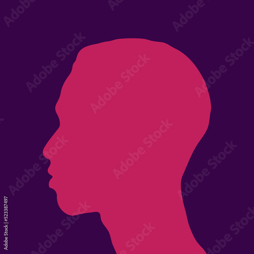 Black Men African American, African profile picture silhouette. Man from the side with afroharren.