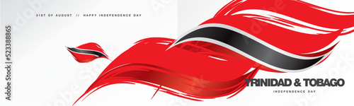 Trinidad and Tobago Independence day, abstract hand drawn flag of Trinidad and Tobago, two fold flyer, white background banner