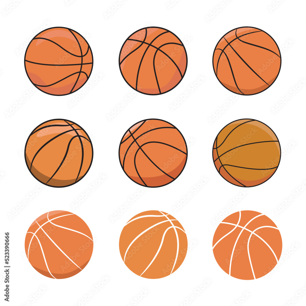 Basketballs collection.Basketball sports icon.Element for poster, emblem, sign, sports ball, t-shirt. illustration.