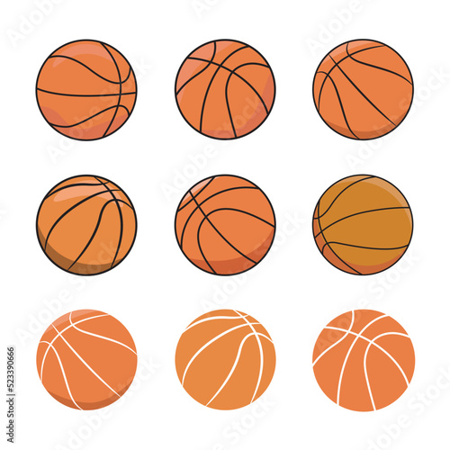 Basketballs collection.Basketball sports icon.Element for poster, emblem, sign, sports ball, t-shirt. illustration. © DesignLands 
