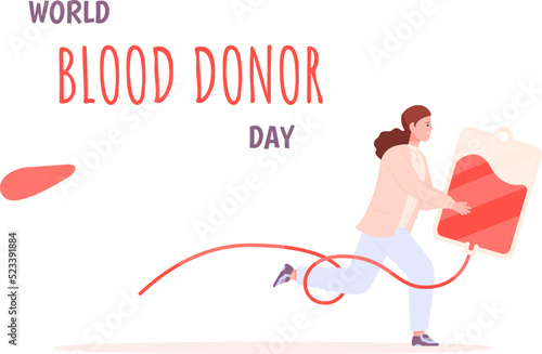 Doctor blood pack. Emergency donation plasma bag for transfusion hospital resuscitation or laboratory, donor day volunteering services bloody banking fund, vector illustration