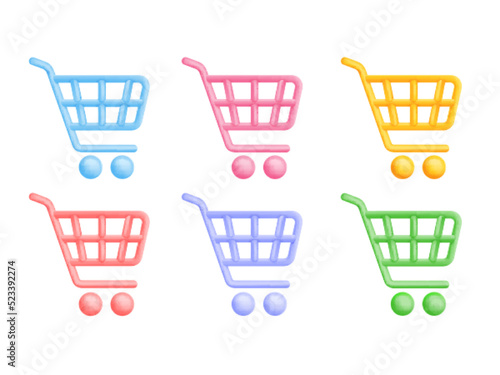 Hypermarket cart icon. 3d icons trolley grocery shop business retailment add, supermarket basket wheels consumerism simple symbol demand internet commerce, tidy vector illustration