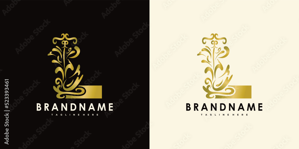 letter l with creative icon flowers gold letter l with creative icon flowers gold
