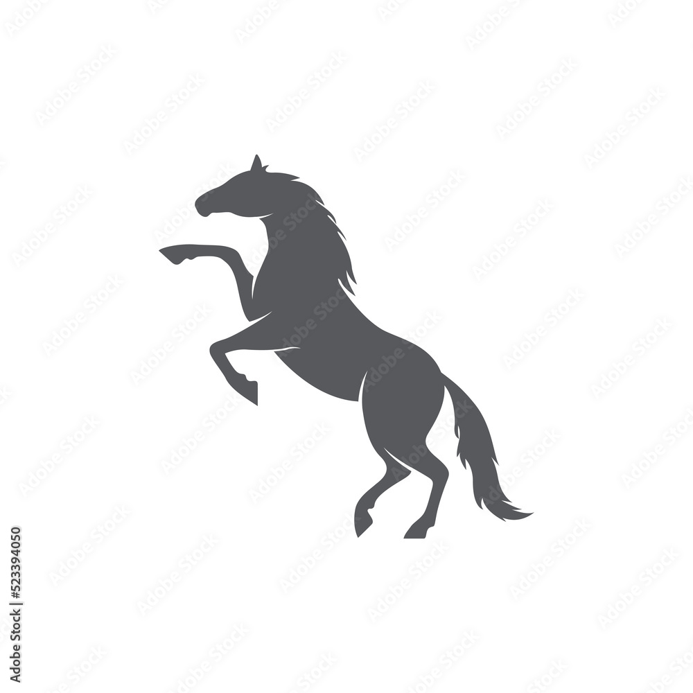 Horse realistic silhouette logo design. Horse pictogram. Side view of horse. Vector illustration