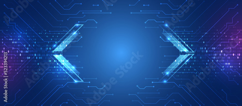 The global wireless standard concept. Hi-tech communication illustration on a blue background. 5G high-speed information transmission technology.