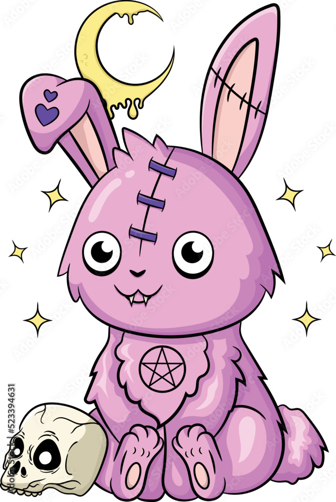 Creepy Kawaii Pastel Goth Rabbit Stock Vector Adobe Stock