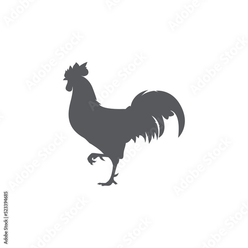 Rooster silhouette icon. Male cock side view. Vector illustration. chicken logo vector. 