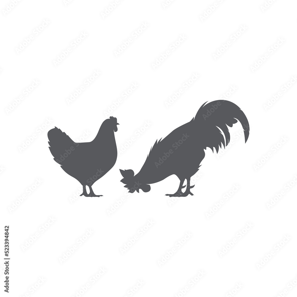 rooster icon and hen icon vector illustration. flat vector Farm Animal illustration. Chicken logo. Vector illustration rooster icon and hen icon vector illustration. flat vector Farm Animal illustration. Chicken logo. Vector illustration