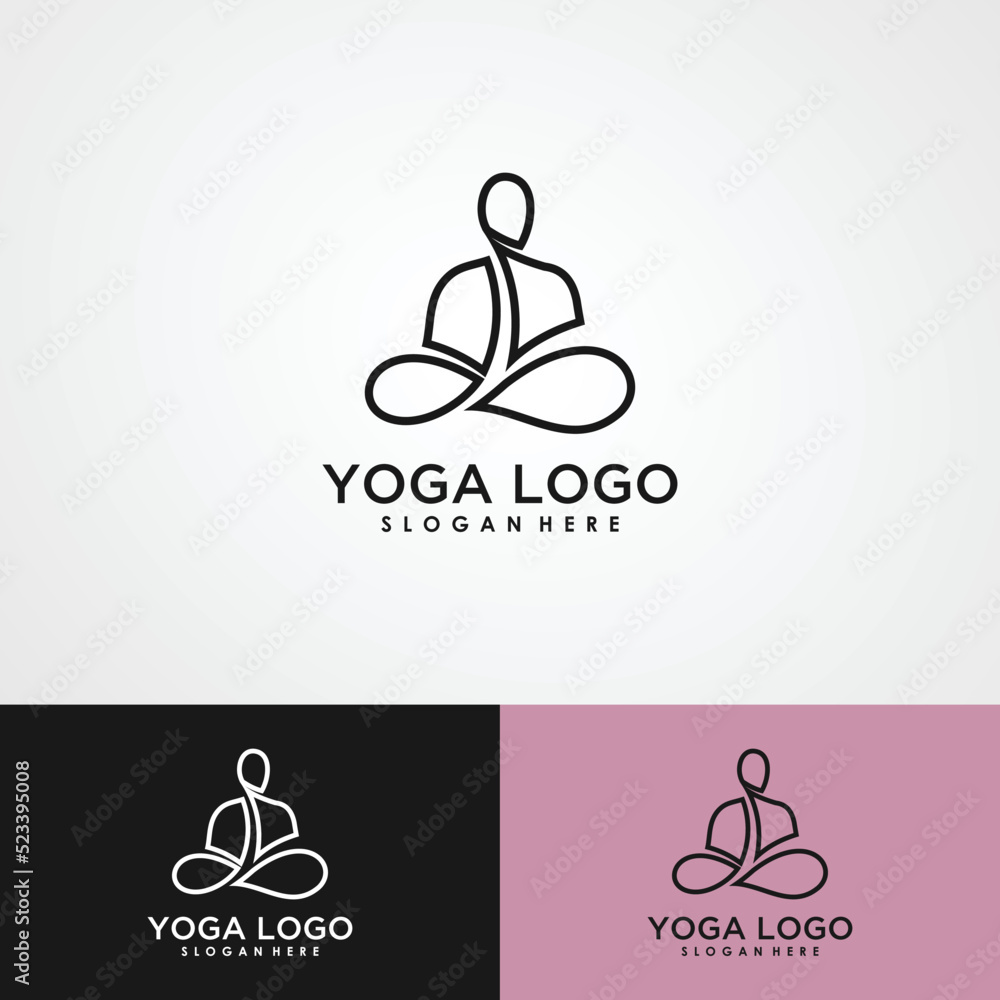 Yoga Logo desain abstrak vektor template gaya Linear. Kesehatan Spa Meditasi Harmony Logotype konsep Manusia dalam ikon pose teratai.Mobile Yoga Logo desain abstrak vektor template gaya Linear. Kesehatan Spa Meditasi Harmony Logotype konsep Manusia dalam ikon pose teratai.Mobile