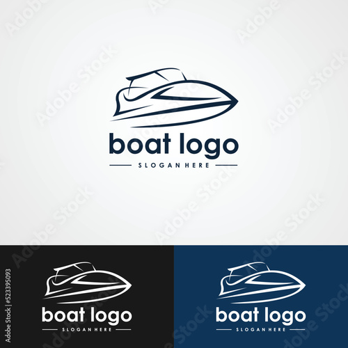 boat logo, sail boat, speed boad logo design