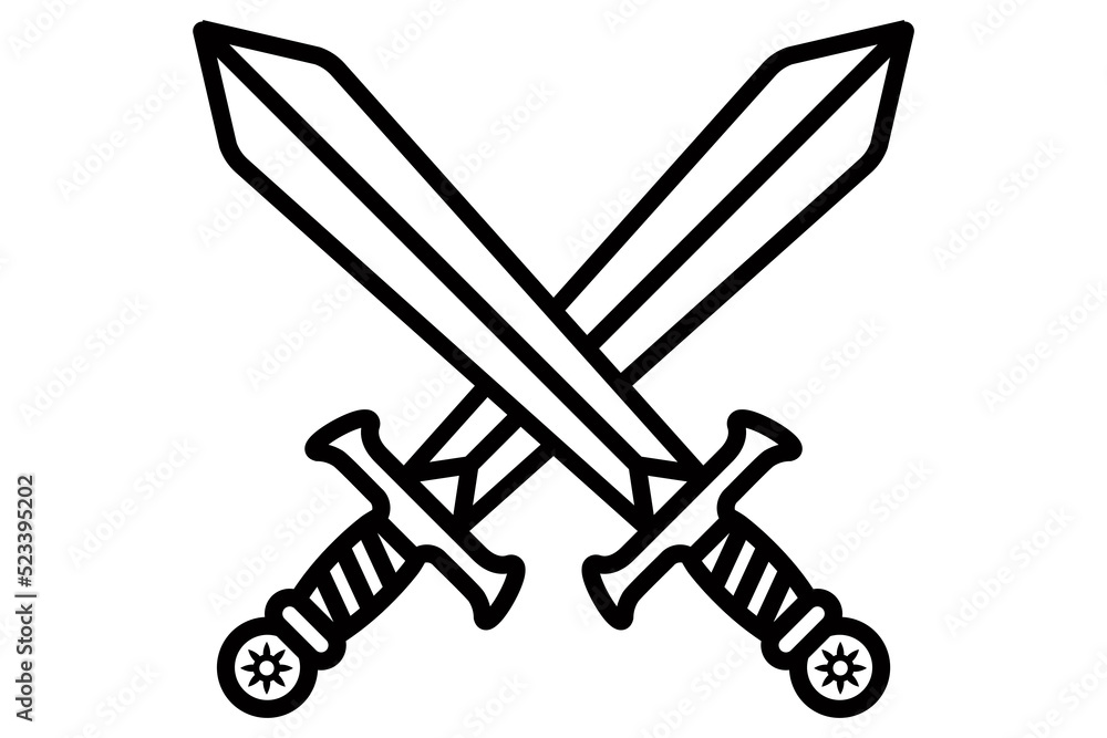 Crossed swords vector flat icon. Isolated swords emoji illustration Stock  Vector