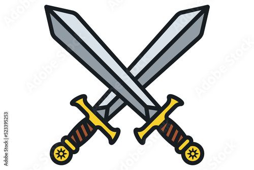 crossed swords icon. combat with melee weapons. flat vector illustration.