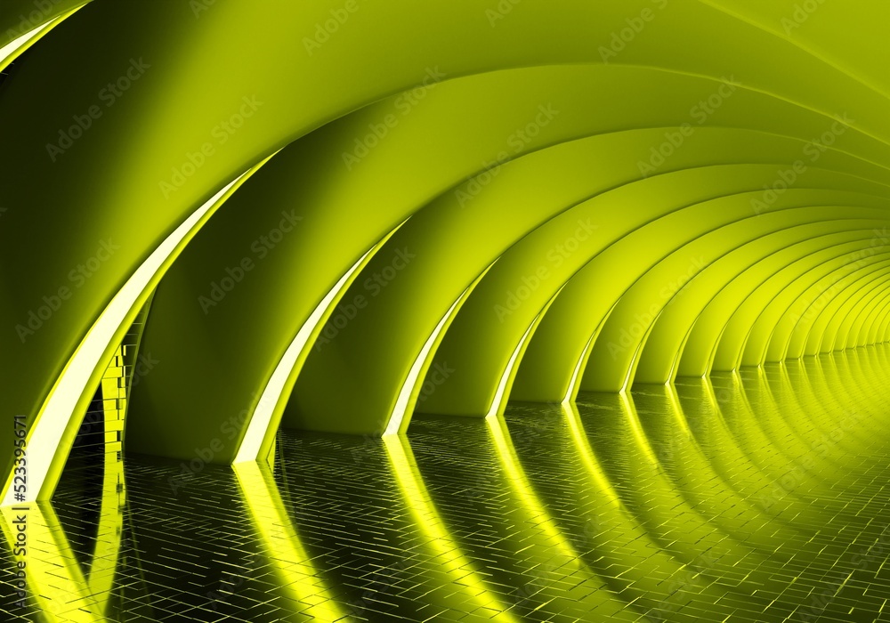 Obraz premium 3d render abstract background, circle glowing lines, light tunnels, neon lights, and virtual reality concepts.