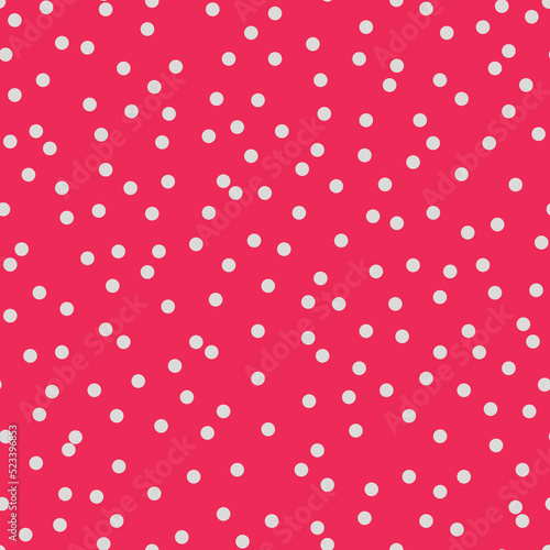 Obraz na płótnie Polka dot seamless pattern. Abstract random flying colorful confetti. Trendy print in red and white colors for fabric, textile, gift wrapping paper, wallpaper. Vector illustration. w salonie
