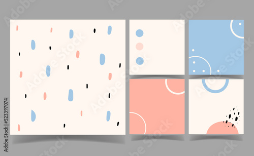 cute minimal cream and blue pink color background. memo template.