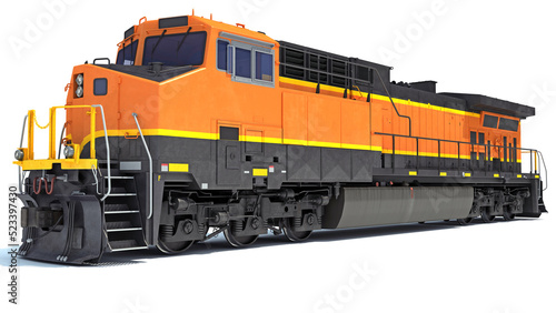Diesel Locomotive 3D rendering on white background