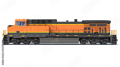 Diesel Locomotive 3D rendering on white background
