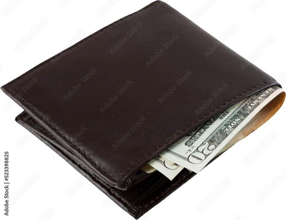 Leather Wallet With Twenty Dollar Bills Sticking Out Leather Wallet With Twenty Dollar Bills Sticking Out