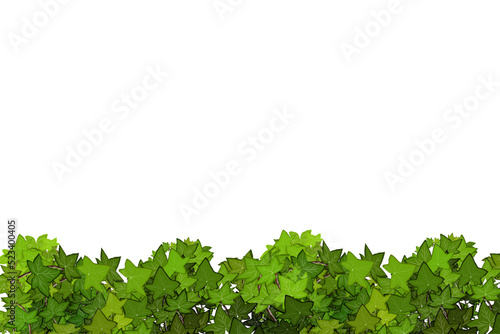 Ornamental green plant in the form of a hedge.Realistic garden shrub, seasonal bush, boxwood, tree crown bush foliage.For decorate of a park, a garden or a green fence.
