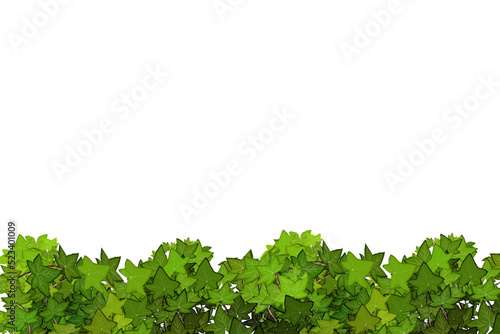 Ornamental green plant in the form of a hedge.Realistic garden shrub, seasonal bush, boxwood, tree crown bush foliage.For decorate of a park, a garden or a green fence.
