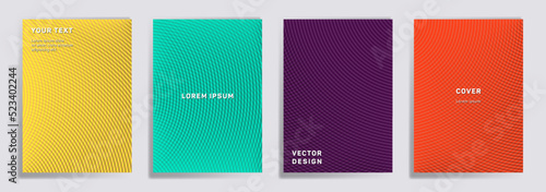 Semicircle lines halftone grid covers vector set.