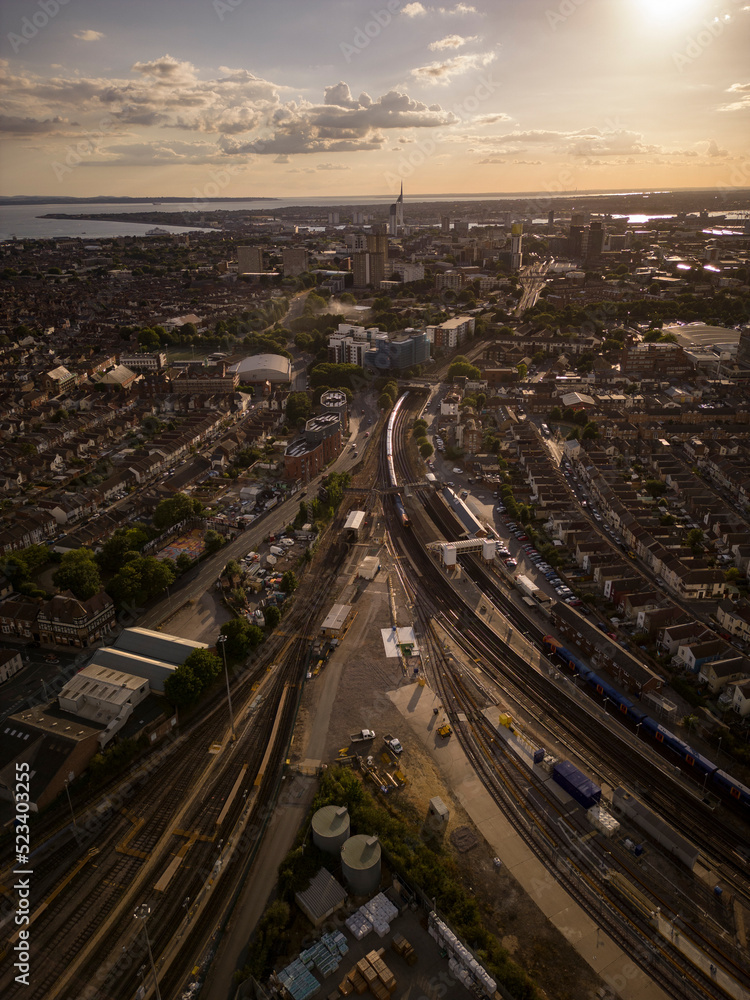 Aerial view of Portsmouth UK