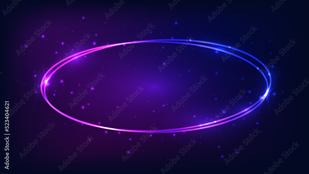 Obraz premium Neon oval frame with shining effects