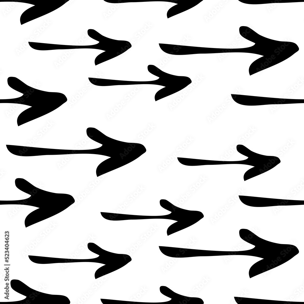 Seamless pattern with black hand drawn arrows
