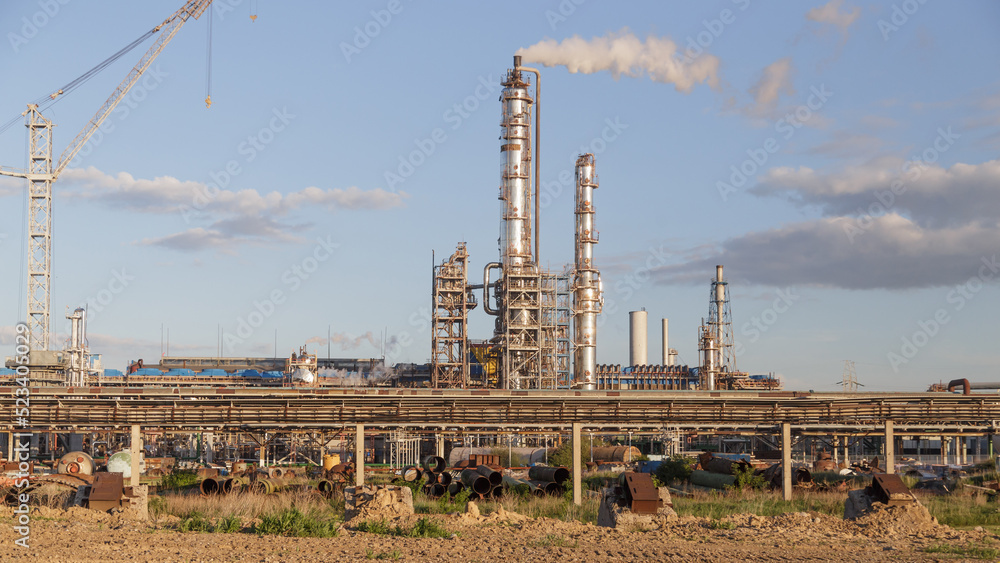 Sunset view of big chemical factory. Sunset view of big chemical factory.