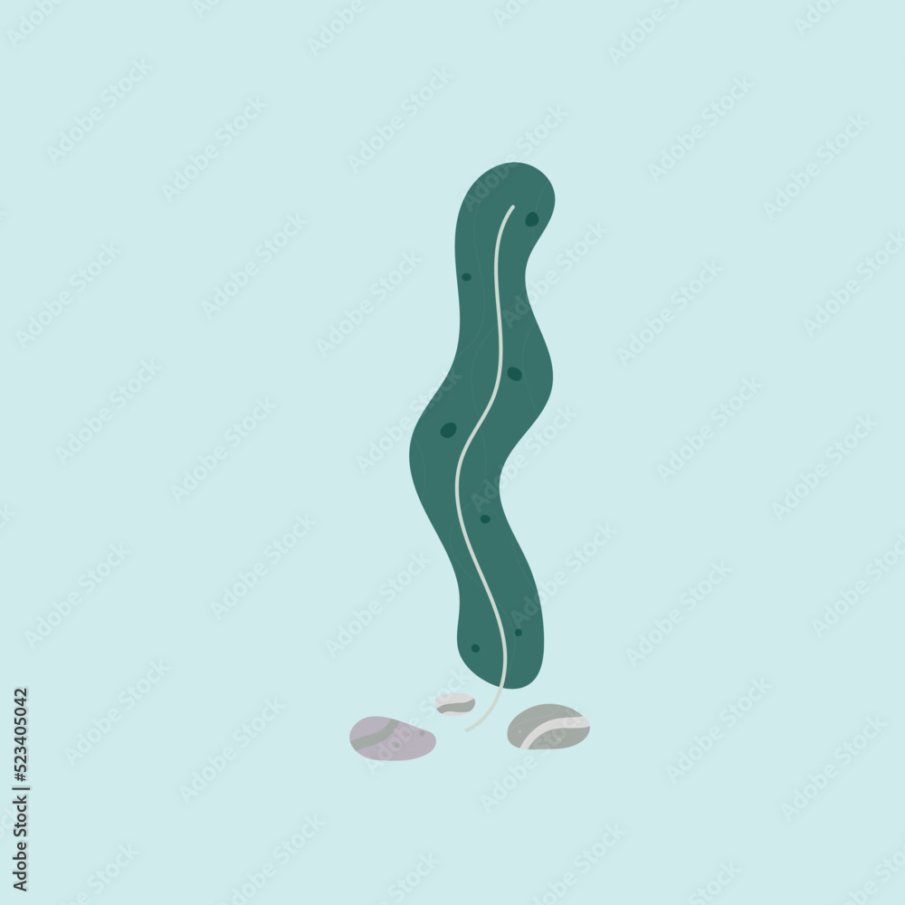 Obraz premium seaweed leaf cartoon vector illustration