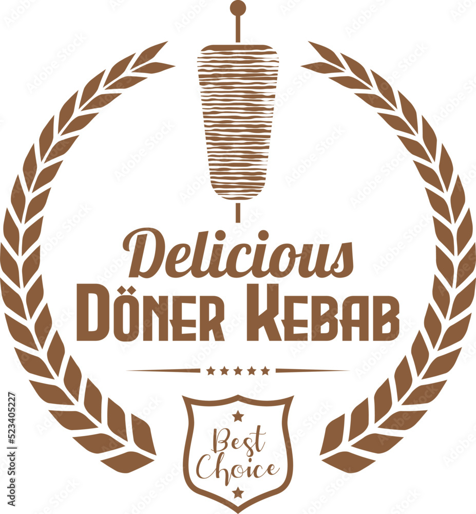 Döner Kebab Logo. Vector Fast Food Icon. Stock Vector | Adobe Stock