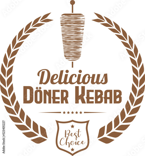 Döner Kebab Logo. Vector Fast Food Icon.