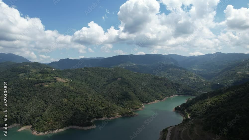 aerial lake and white clouds aerial lake and white clouds