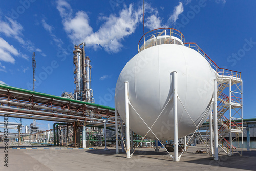 Big gasholder in chemical plant.