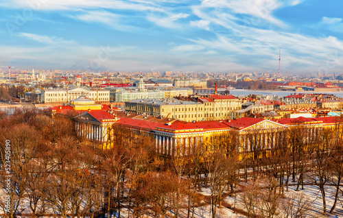 St. Petersburg city landscape panoramic view from above of the Admiralty and Vasilievsky Island