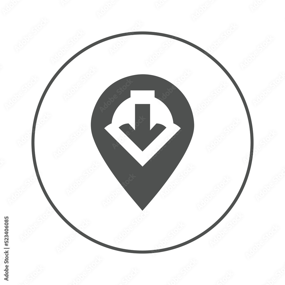 Arrow down location pin icon | Circle version icon | Arrow down location pin icon | Circle version icon |