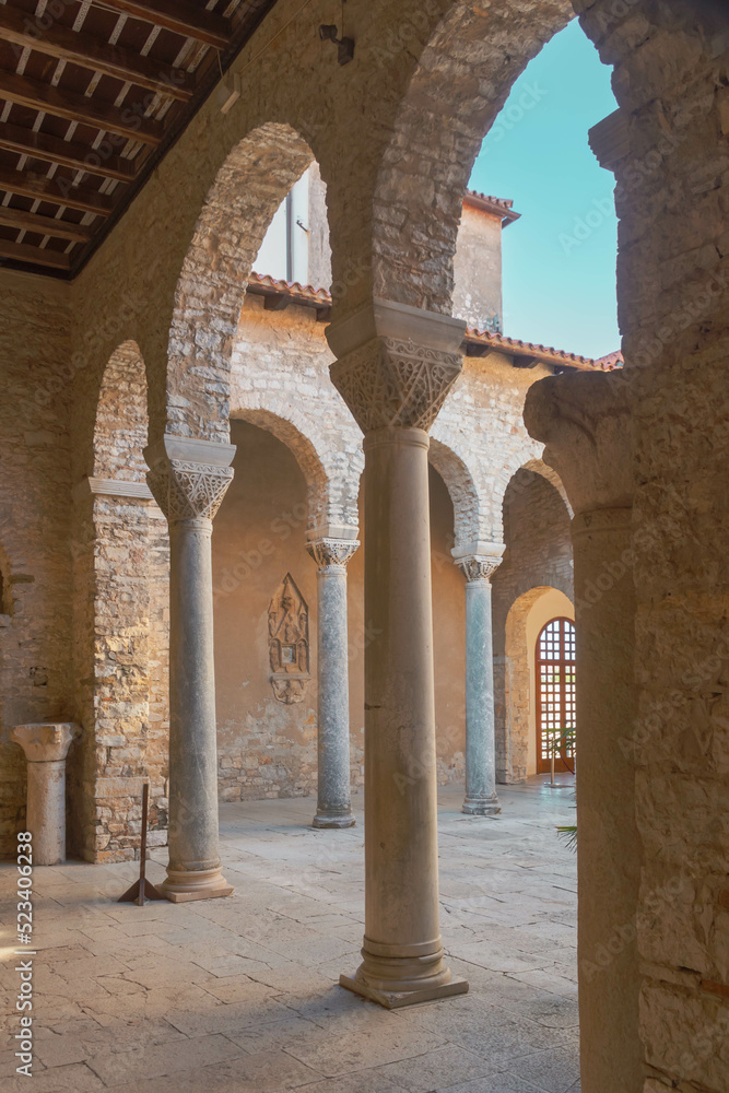 cloister oft the euphrasian basilica in Porec, Croatia