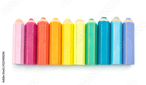 colorful eraser in shaped pencil on white background