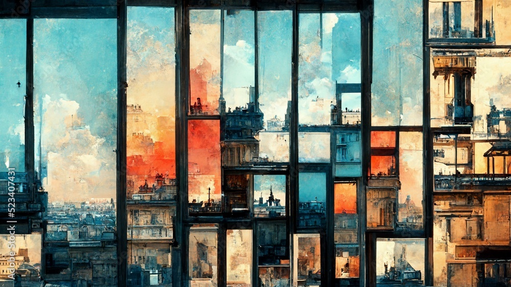 Paris collage city view Paris collage city view
