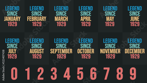 Legend since 1929 all month includes. Born in 1929 birthday design bundle for January to December
