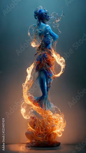 Liquid fire girl dancing 