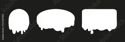 Slime objects. Geometric slimed elements on isolated background. Black and white illustration