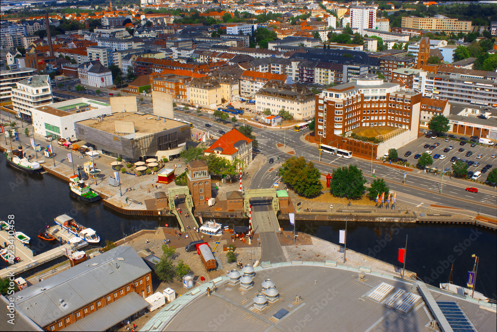 Luftbild von Bremerhaven, Aussicht über die Stadt
