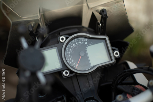 Motorcycle speedometer. Speed measurement. Details of bike. © Олег Копьёв