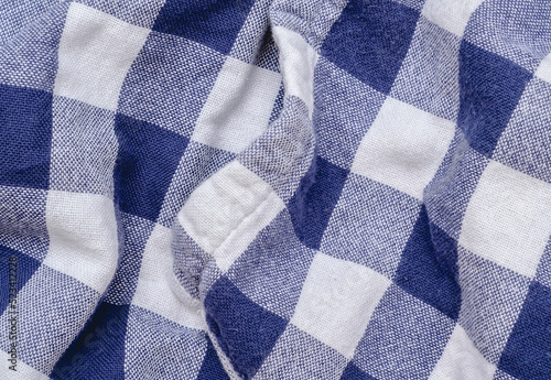 Blue and white checkered kitchen towel detail