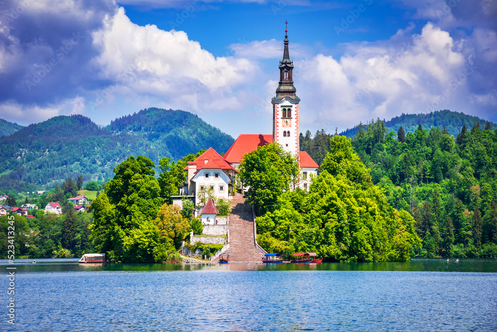 Bled, Slovenia. Famous church on the Lake Bled.