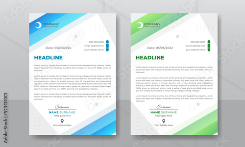 Modern corporate company letterhead template or a pad design.